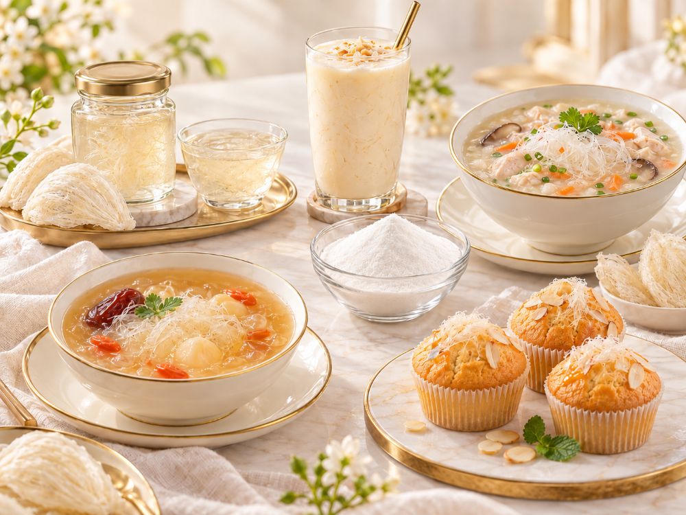 Bột Yến Sào có thể được nghiên cứu ứng dụng trên nhiều nền đồ uống và thực phẩm khác nhau